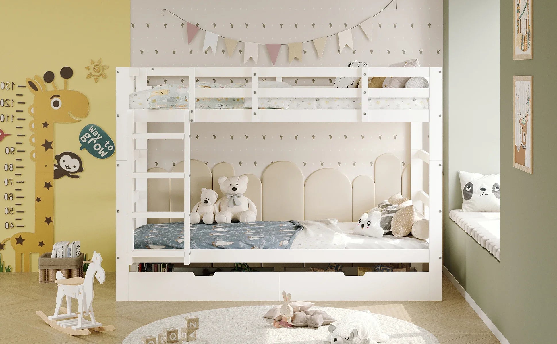 Lit superposé cabane pour 2 enfants 90 ou 140 × 200 cm