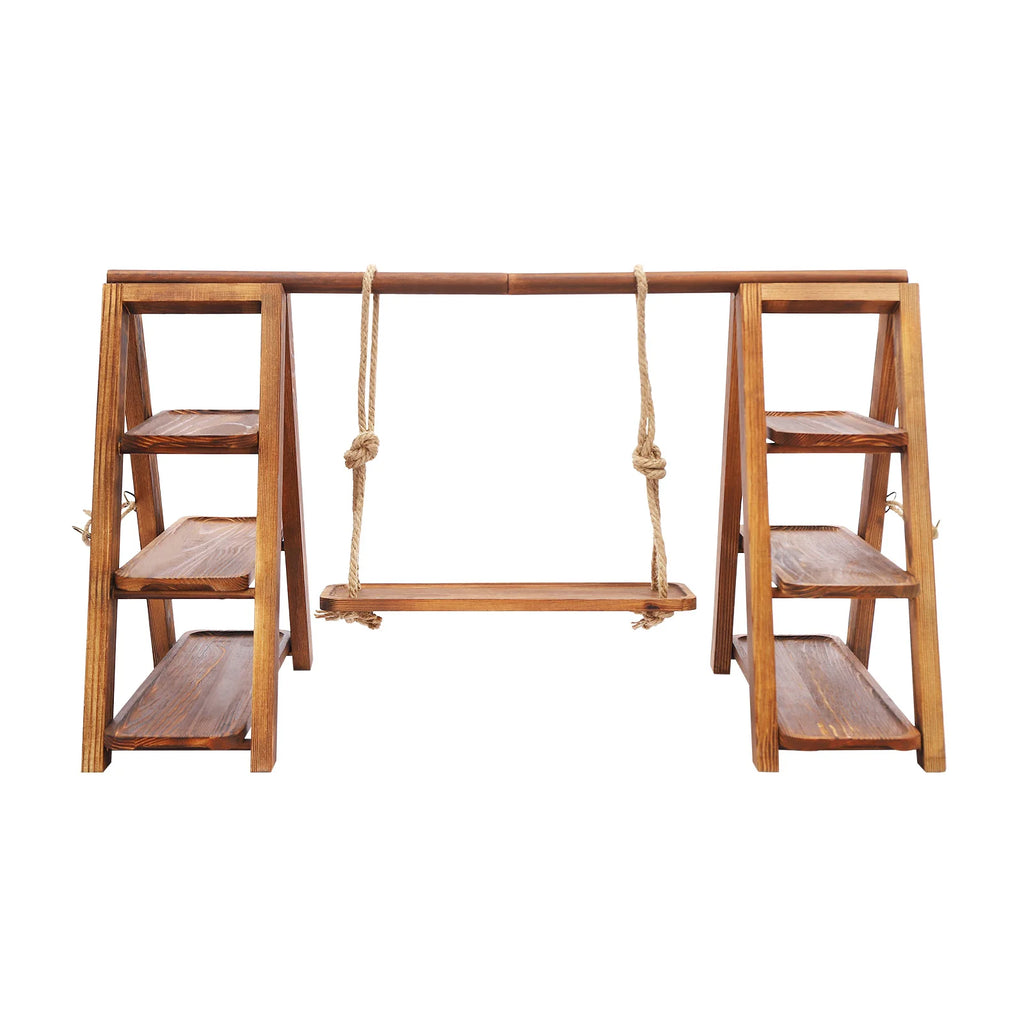 Présentoir à gâteaux en bois, décor balançoire