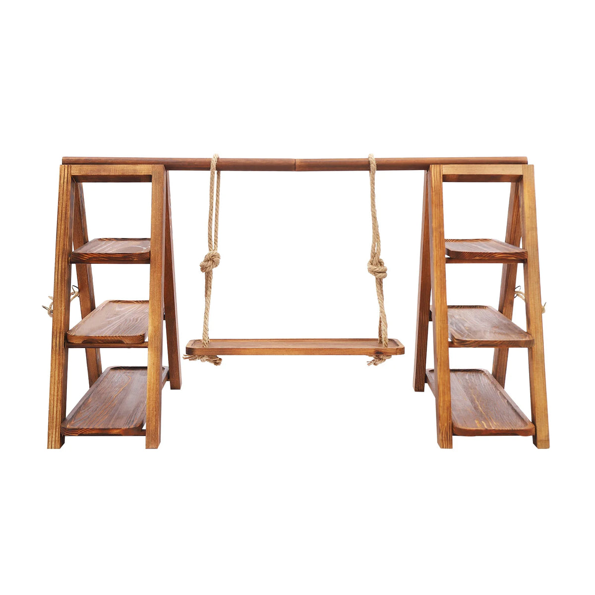 Présentoir à gâteaux en bois, décor balançoire
