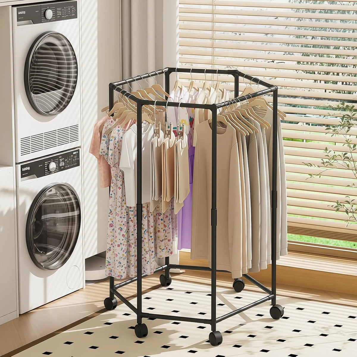 Portant hexagonal mobile pour vêtements sur roulettes, visuel 11