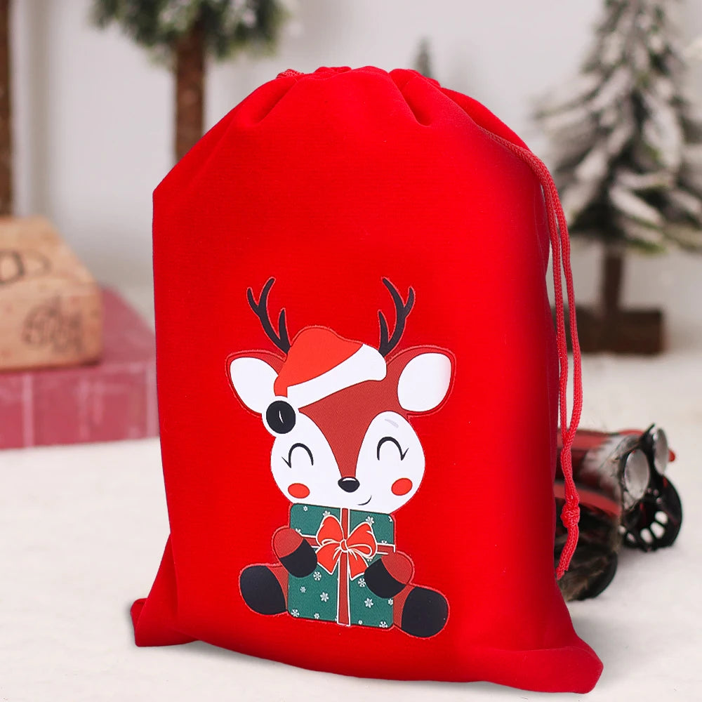 Pochette rouge avec renne illustré