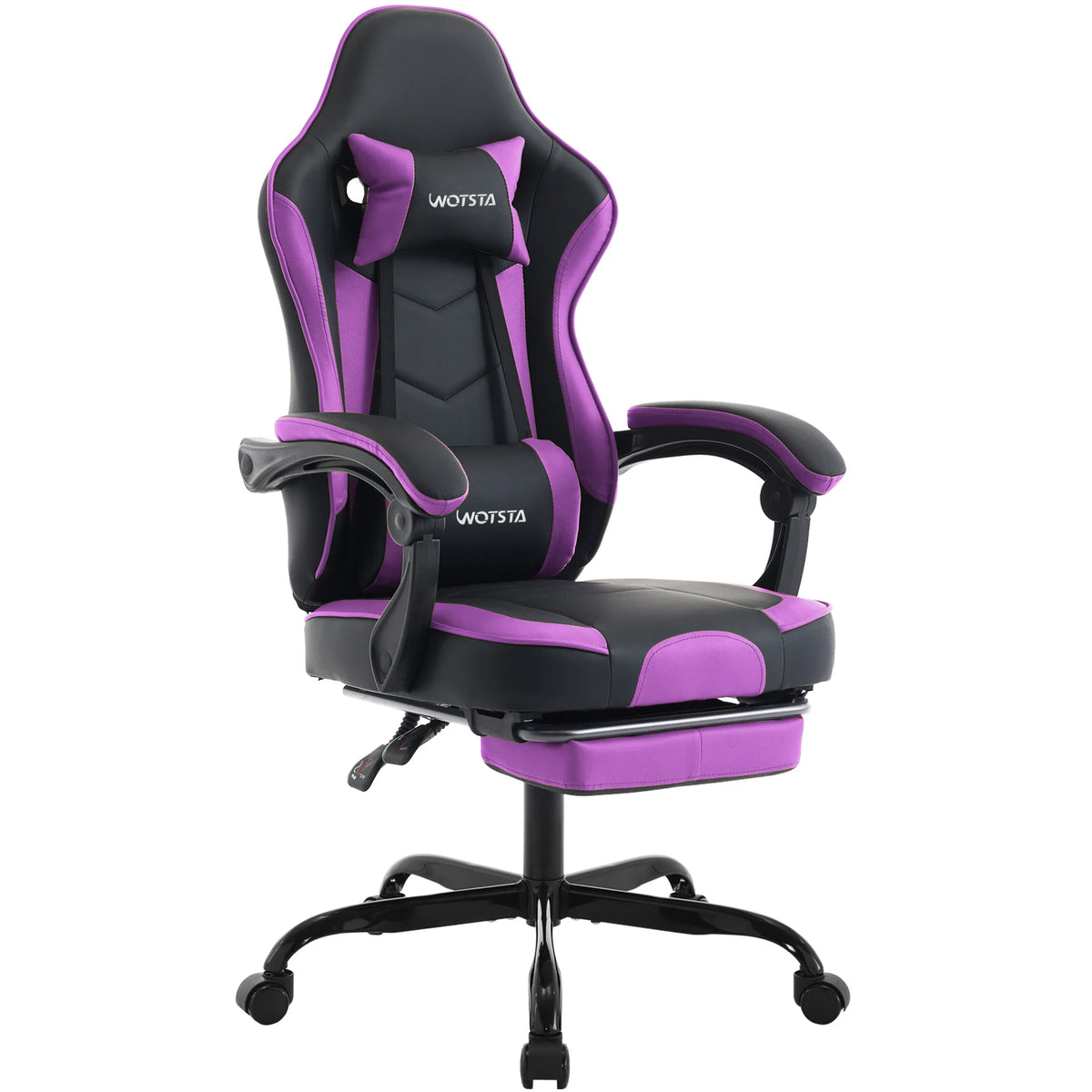 Fauteuil gaming avec repose-pieds et coussins — Noir et violet