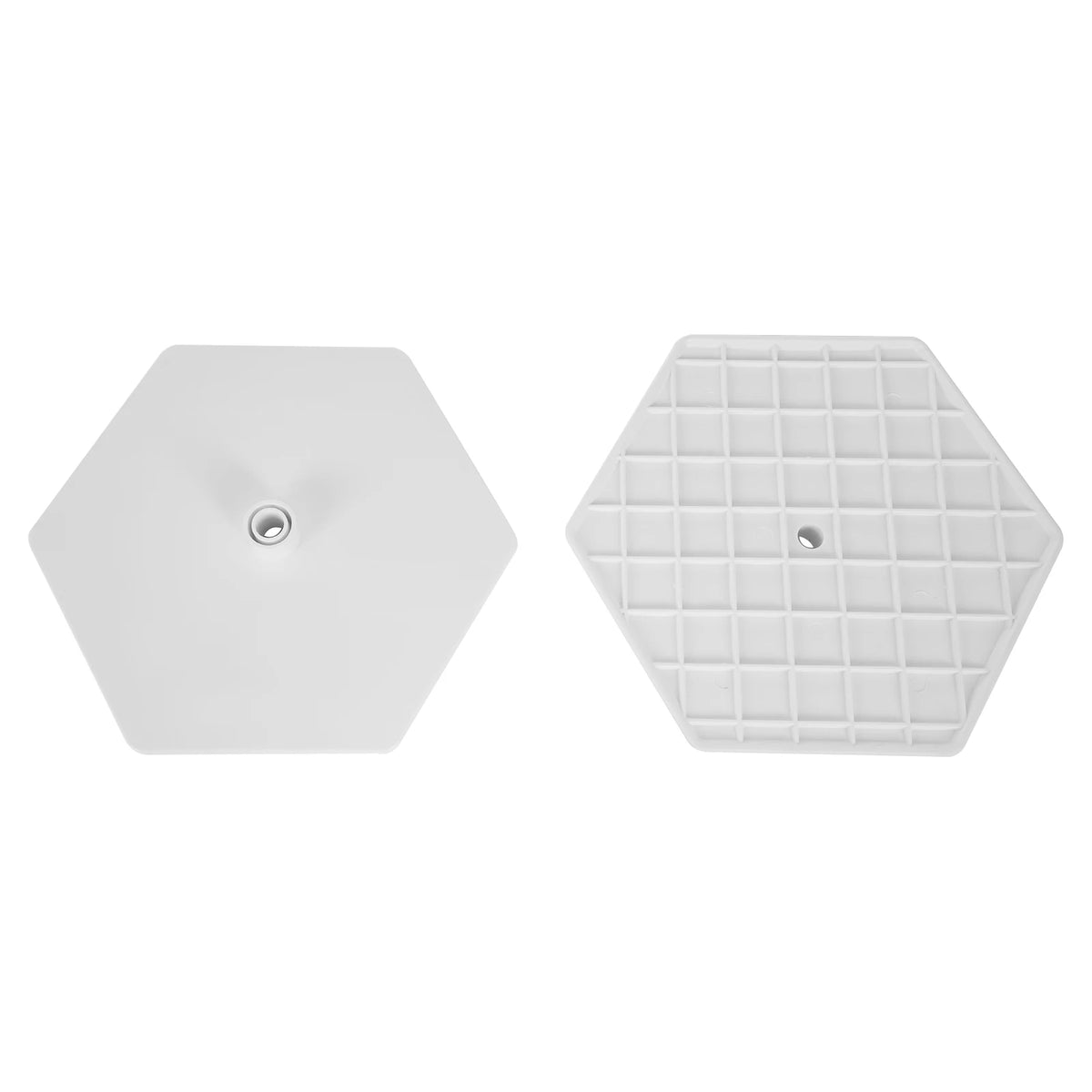 Support hexagonal blanc pour ballon, avec grille carrée et œillet