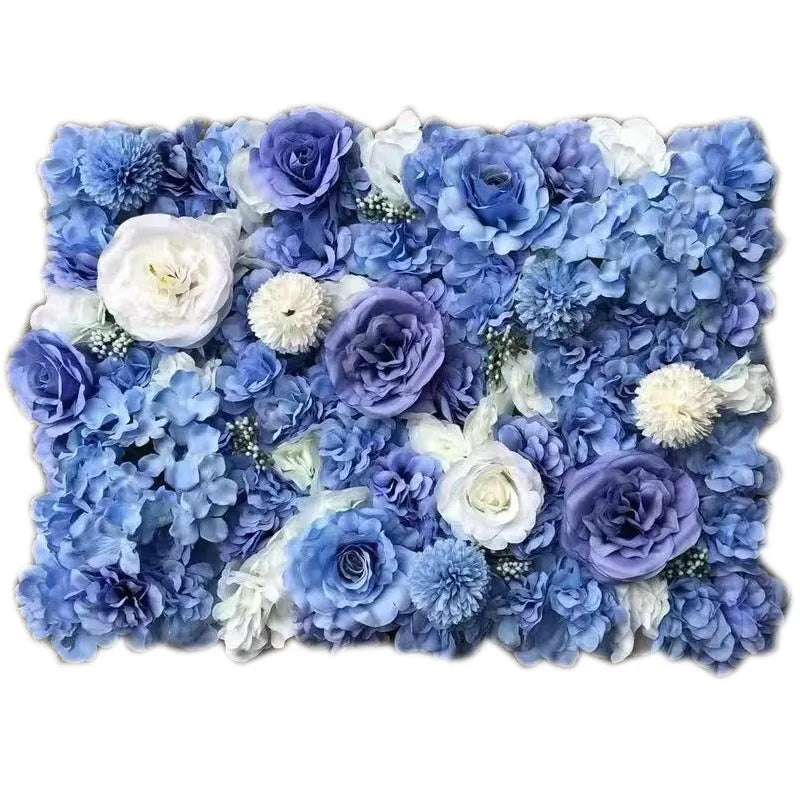 Panneau de fleurs artificielles bleu et blanc