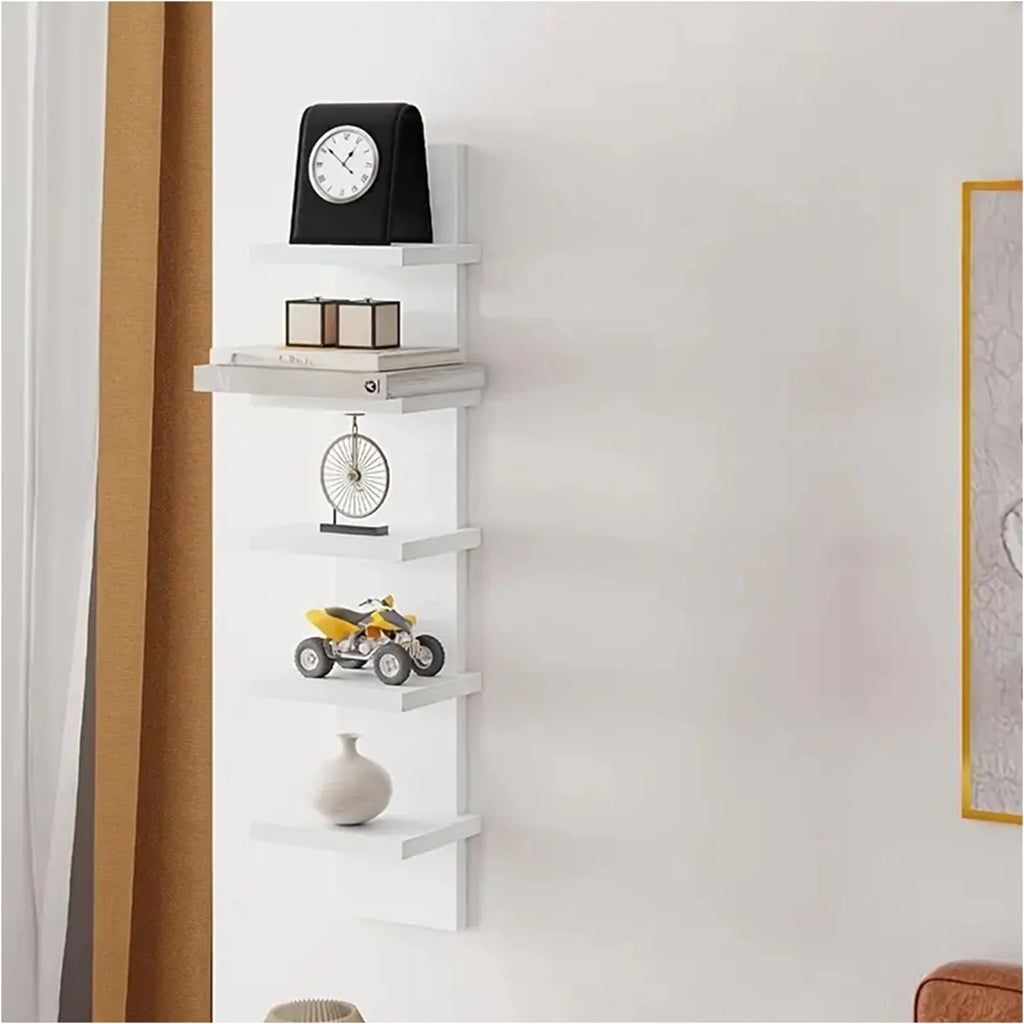 Étagère murale blanche à 5 niveaux, format étroit
