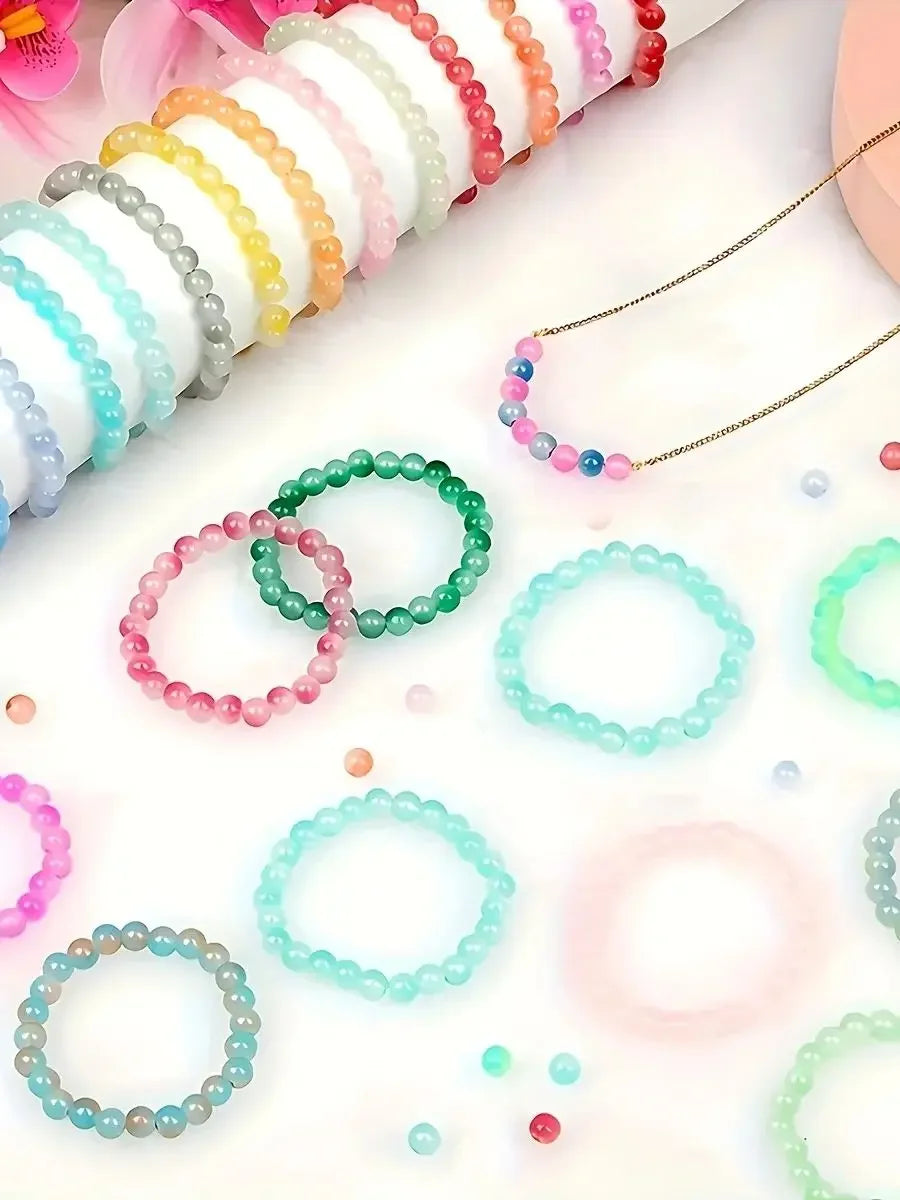 Bracelets en perles rondes multicolores, et perles pour bijoux DIY