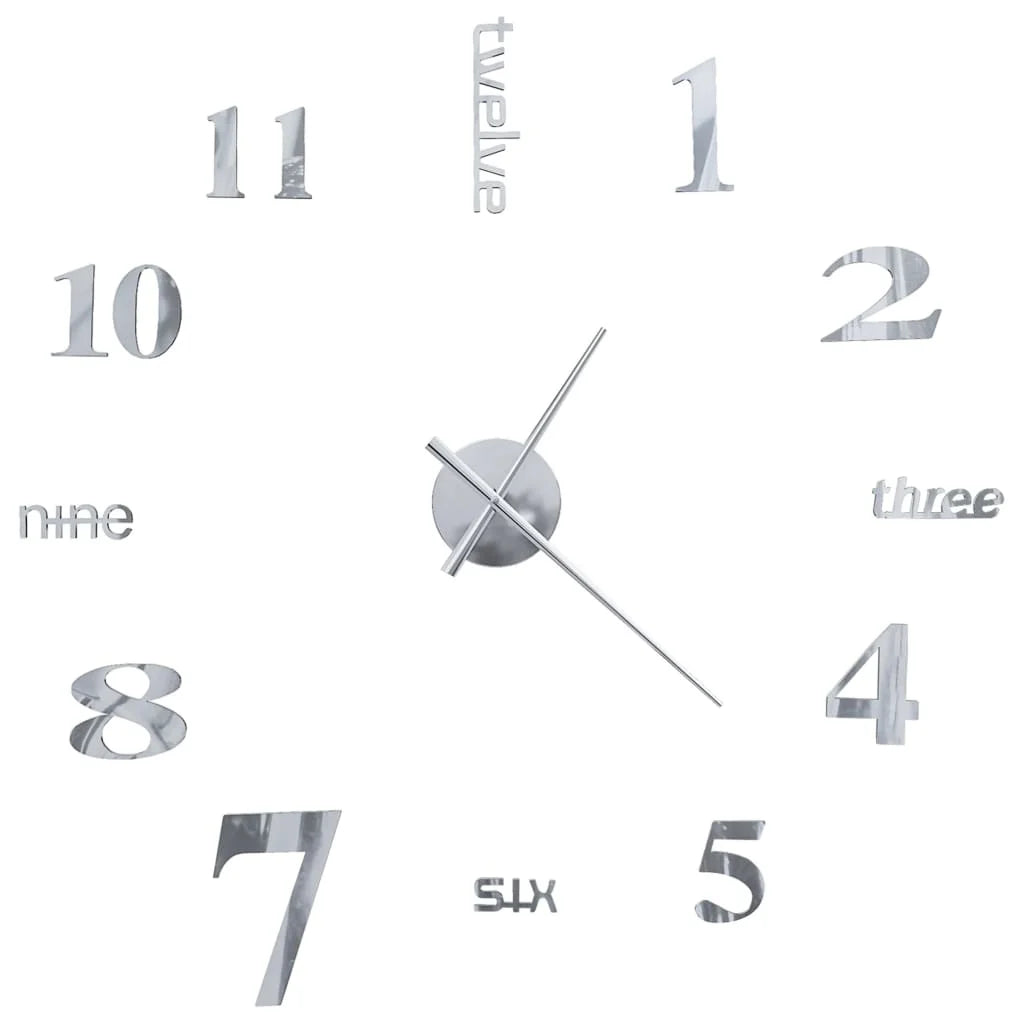 Horloge murale 3D argentée – composition jusqu’à 100 cm – vue 6