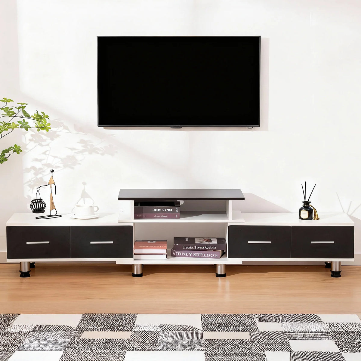 Meuble TV extensible de 120 à 170 cm avec tiroirs, illustration 2