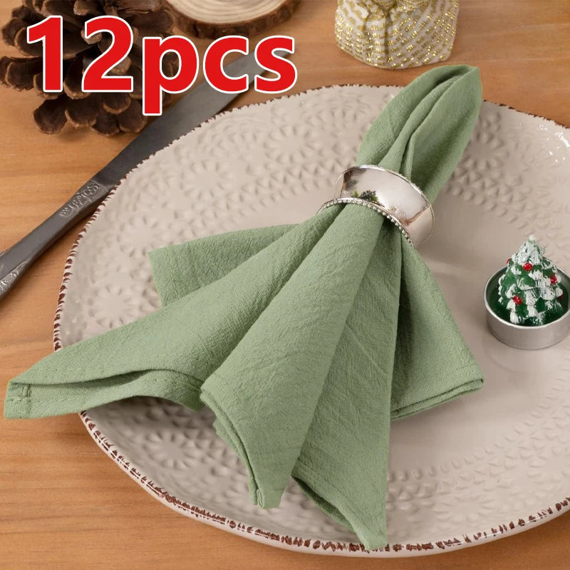 Serviettes de table texturées 40 × 40 cm, lot de 6 ou 12 — lot vert sauge de 12