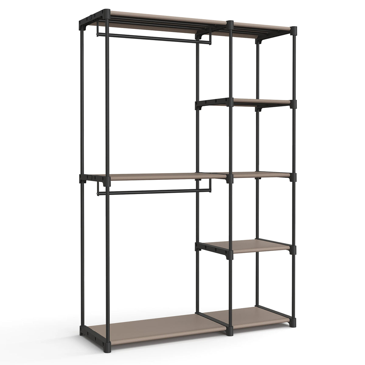 Dressing ouvert à double penderie, 124 cm — Marron
