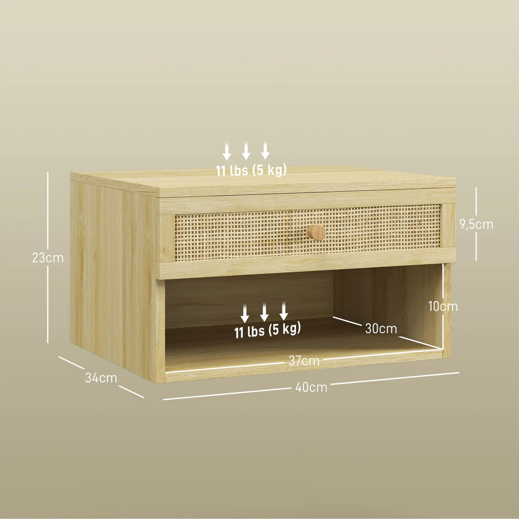 Lot de 2 chevets muraux avec façade effet rotin