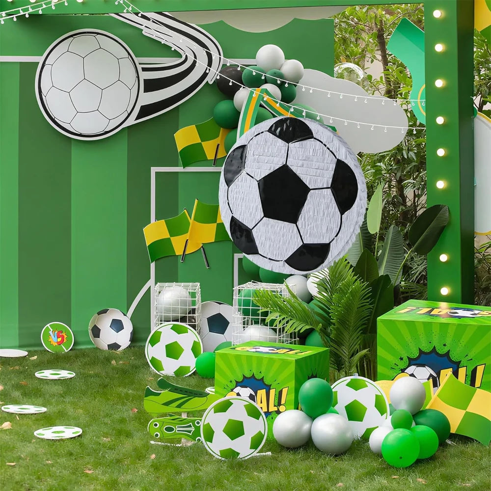 Piñata ballon de football 32 cm avec bâton et bandeau — décor anniversaire football