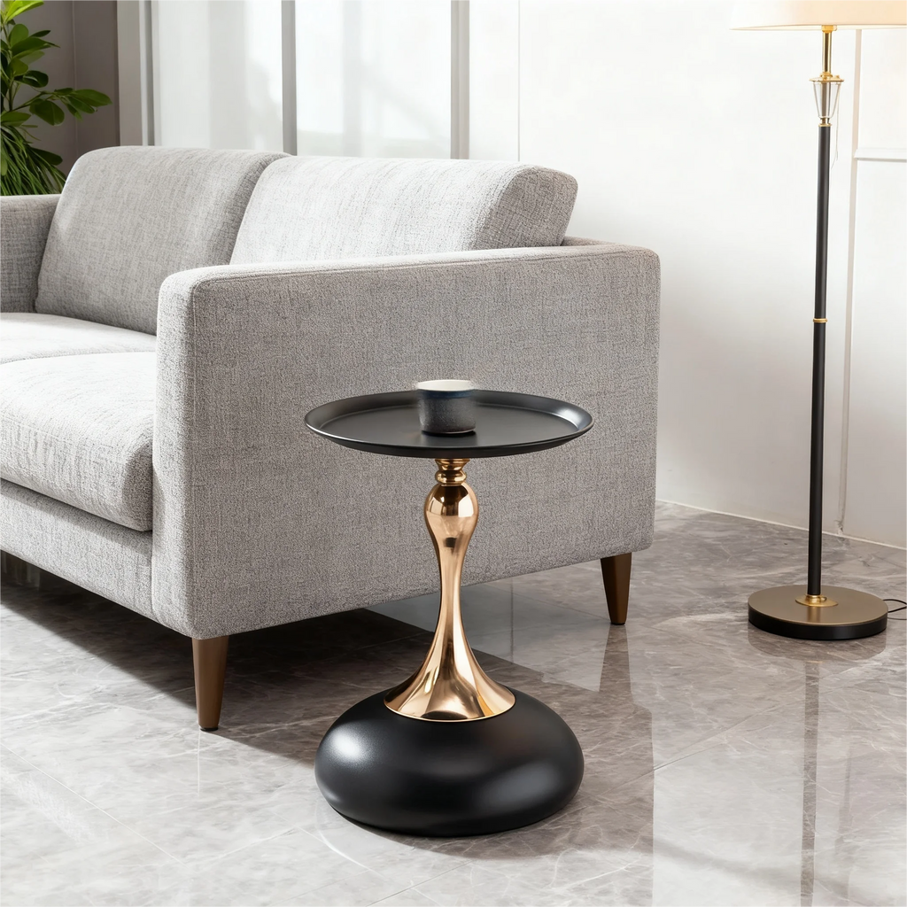 Table d’appoint ronde en métal hauteur 54 cm