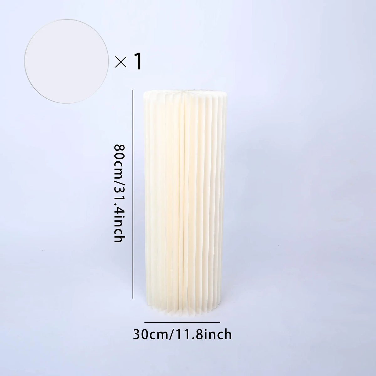 Colonne décorative pliante en papier blanc : colonne hauteur 80 cm.