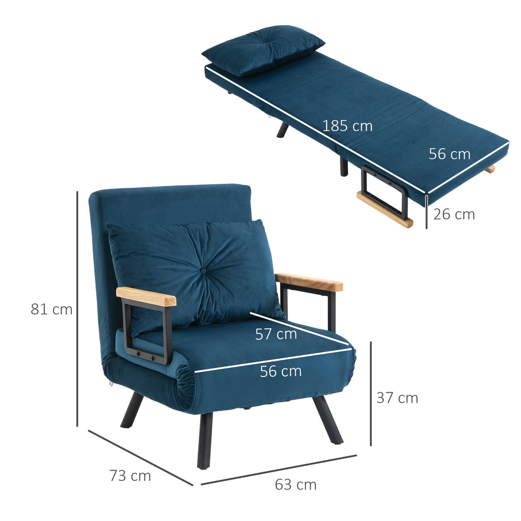 Fauteuil-lit convertible 4-en-1 avec dossier 5 positions