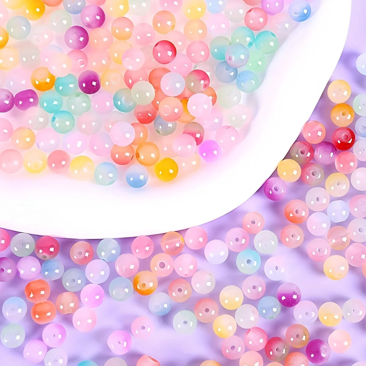 Perles de verre rondes multicolores, pour bracelet DIY, lot de 480 pièces