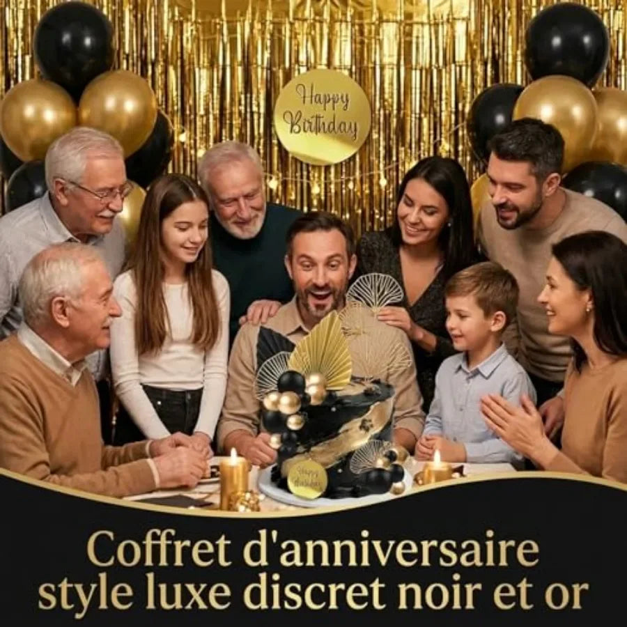 Exemple de gâteau noir et or pour un anniversaire