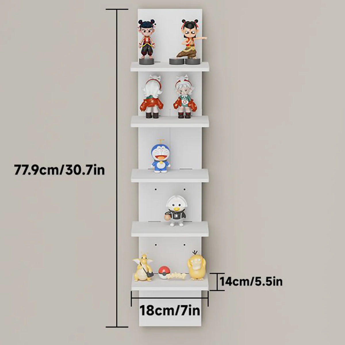 Étagère murale blanche à 5 niveaux, format étroit