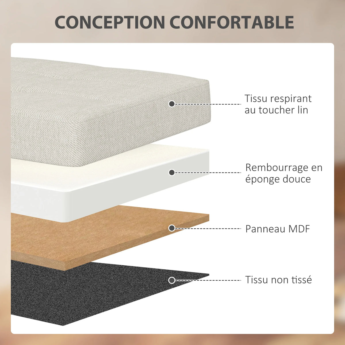 Banc coffre pliable 76 cm, rangement 84 L — composition de l’assise