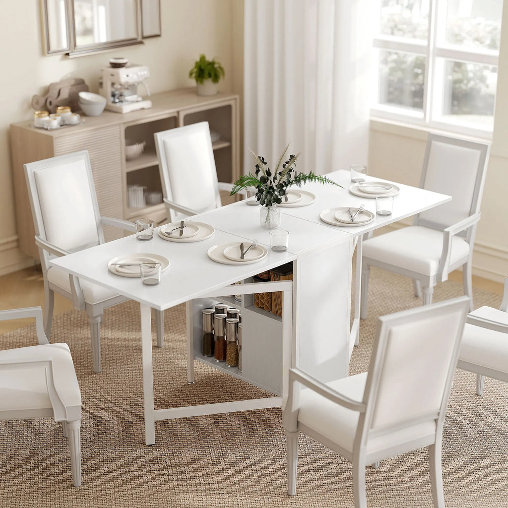 Table à manger pliante à 2 rabats et 4 rangements