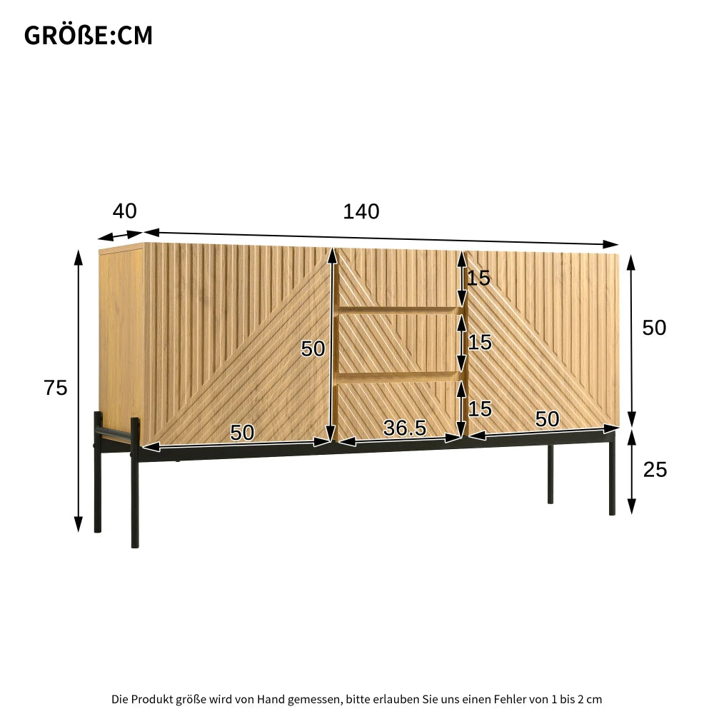 Buffet moderne 2 portes et 3 tiroirs 140 cm