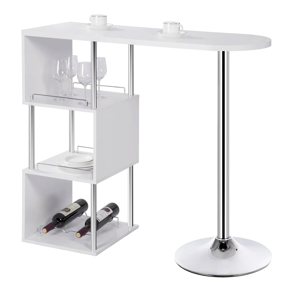 Table de bar haute à trois étagères avec plateau de 113 cm, visuel 3