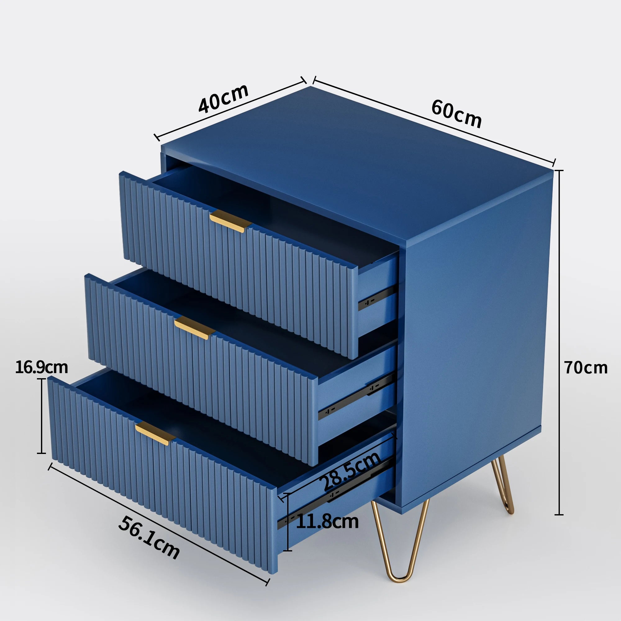 Armoire de rangement bleu foncé à 2 portes