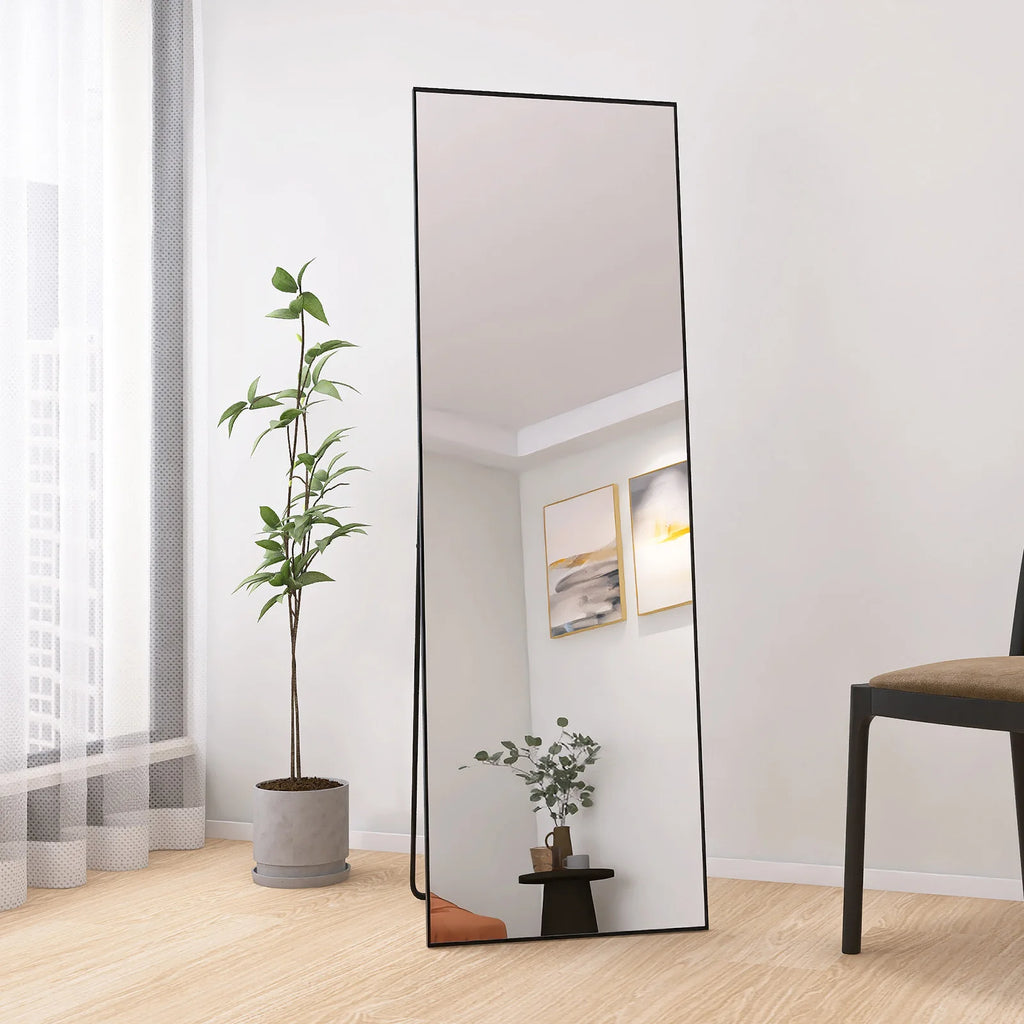 Grand miroir mural rectangulaire avec cadre noir, 162 × 53 cm, visuel 7