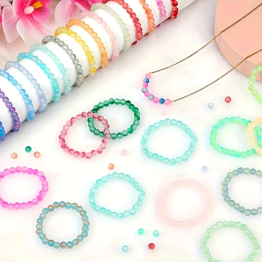 Bracelets en perles de verre multicolores et fils métalliques, kit DIY