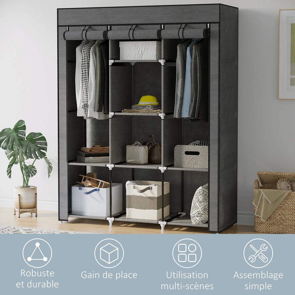 Armoire penderie en tissu – 125 × 43 × 162,5 cm – vue 6