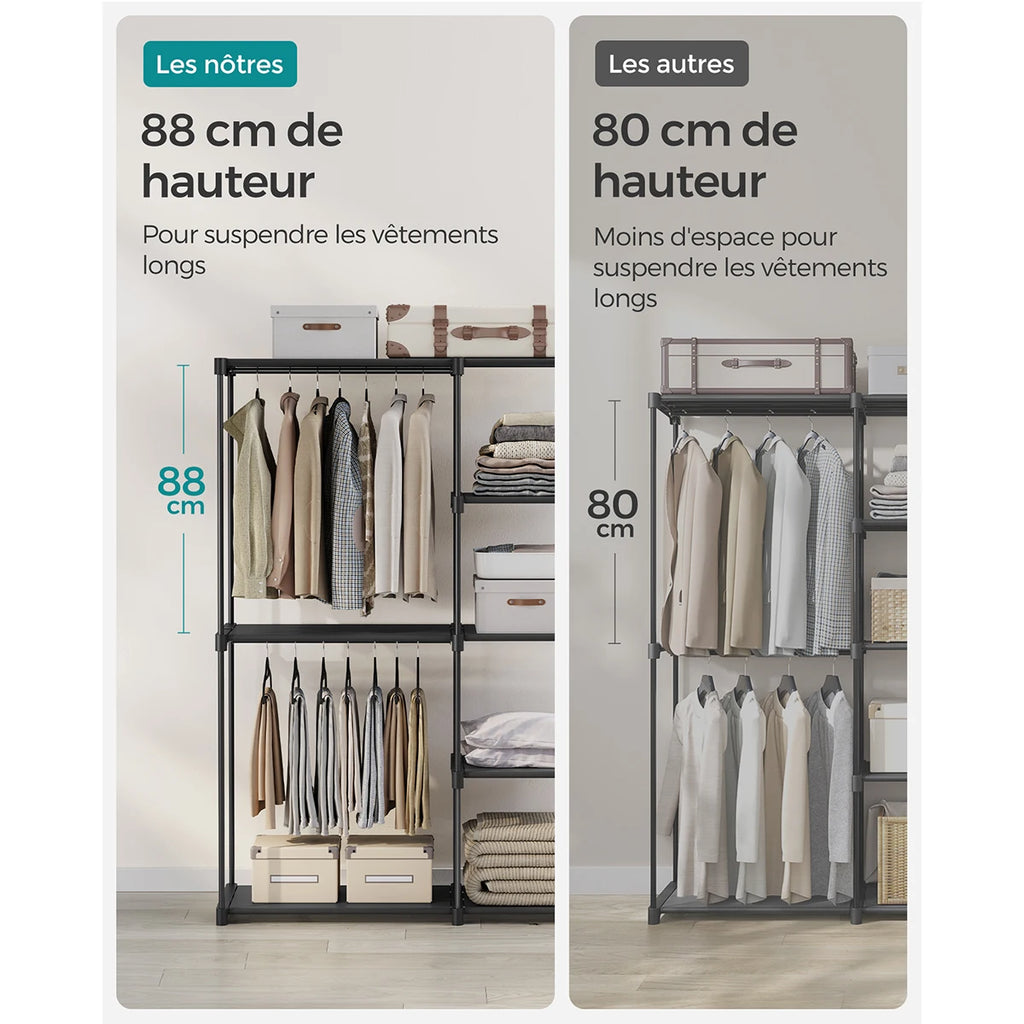 Dressing ouvert à double penderie, 124 cm