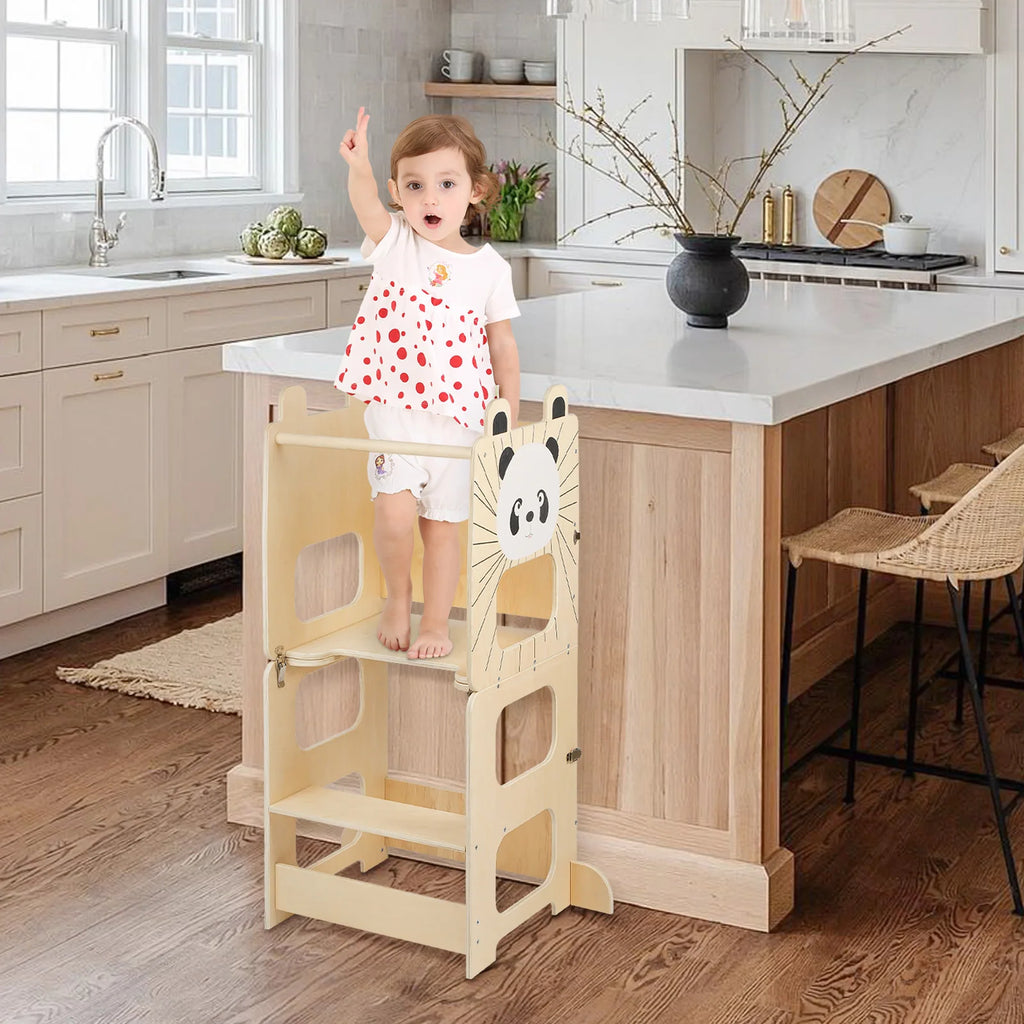 Tour d’apprentissage en bois convertible, motifs animaux
