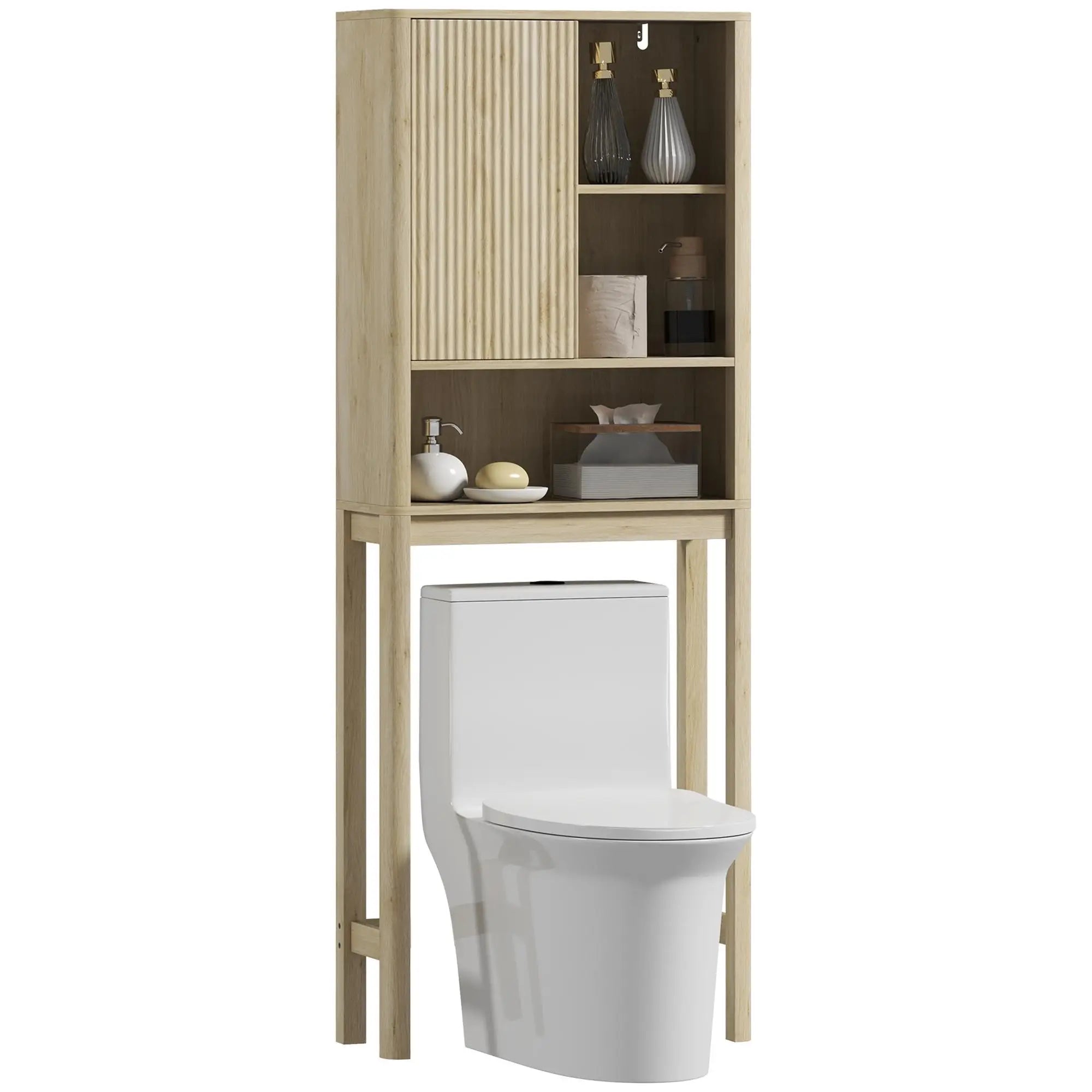Meuble au-dessus des WC à porte cannelée 65 × 25 × 170 cm