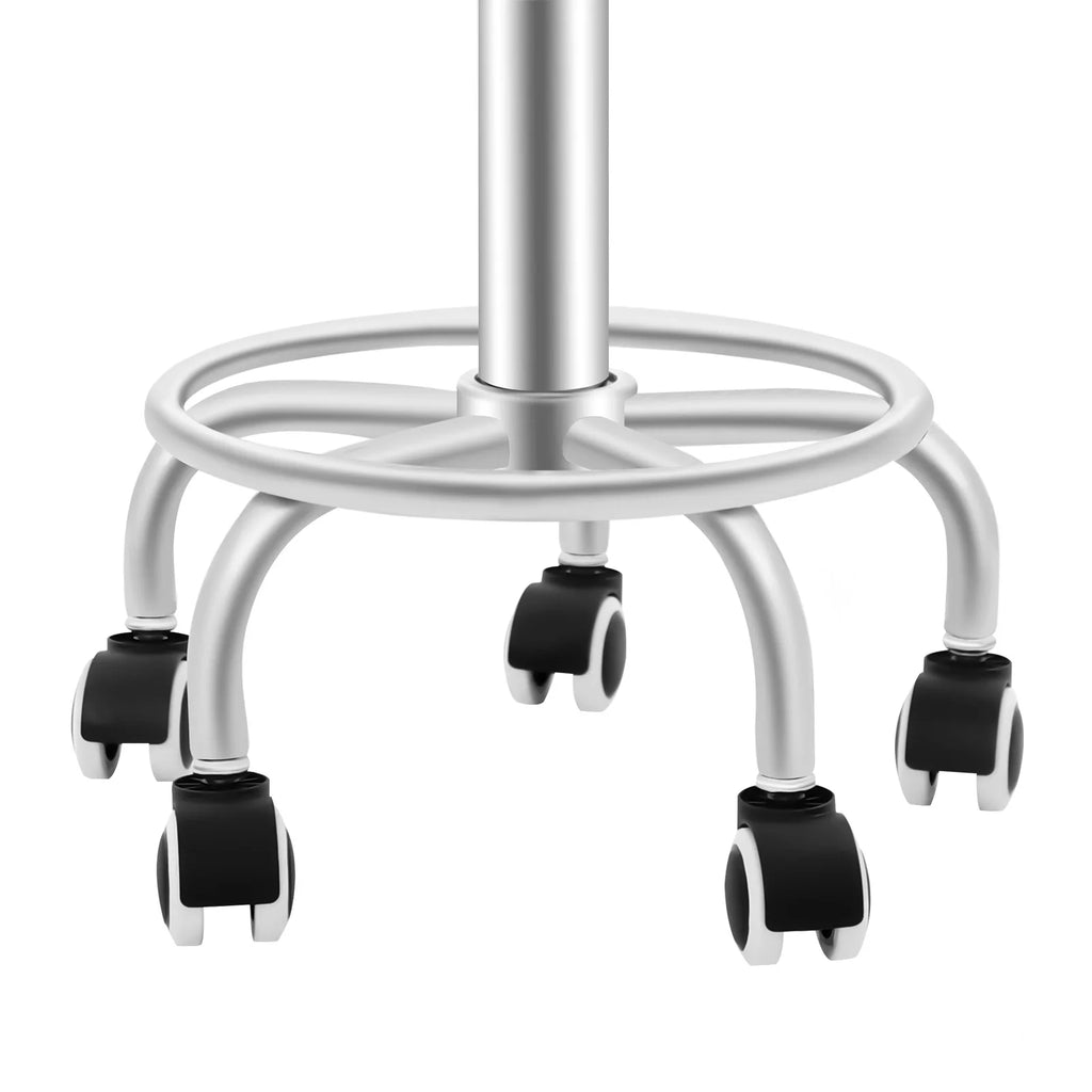 Tabouret à roulettes pivotant, hauteur réglable 45–57 cm — piètement et anneau
