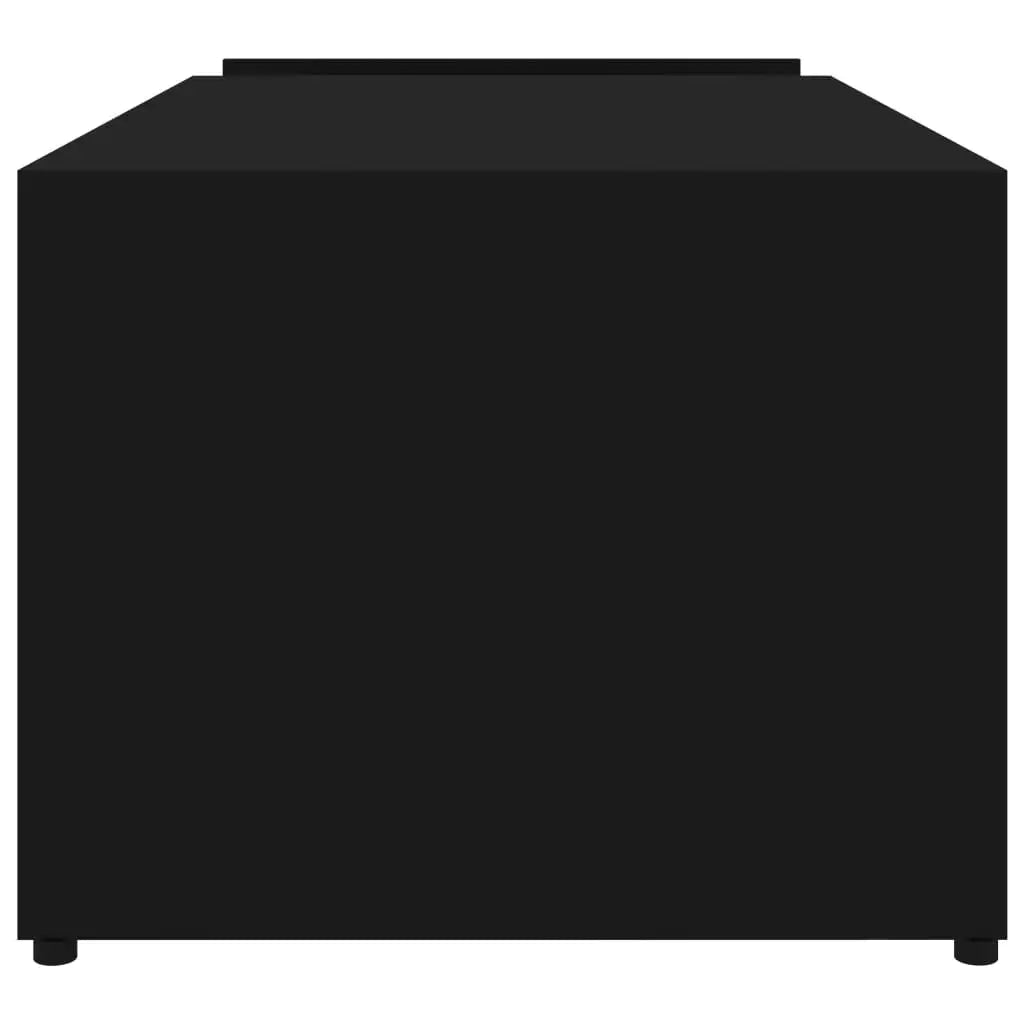 Table basse noire avec rangement latéral, 90 cm — vue de côté