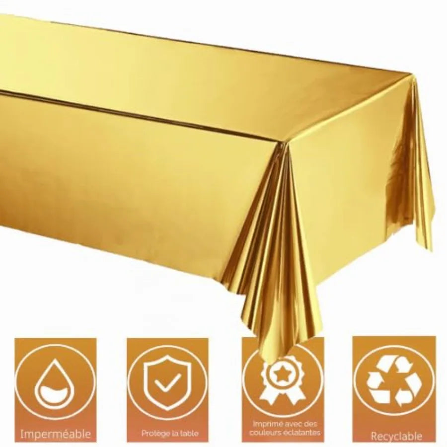 Détail de l’aspect brillant de la nappe dorée