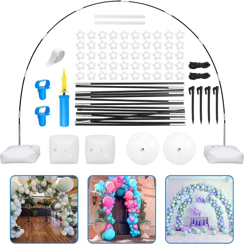 Kit d’arche de ballons : base blanche, tiges, cordons et accessoires de montage