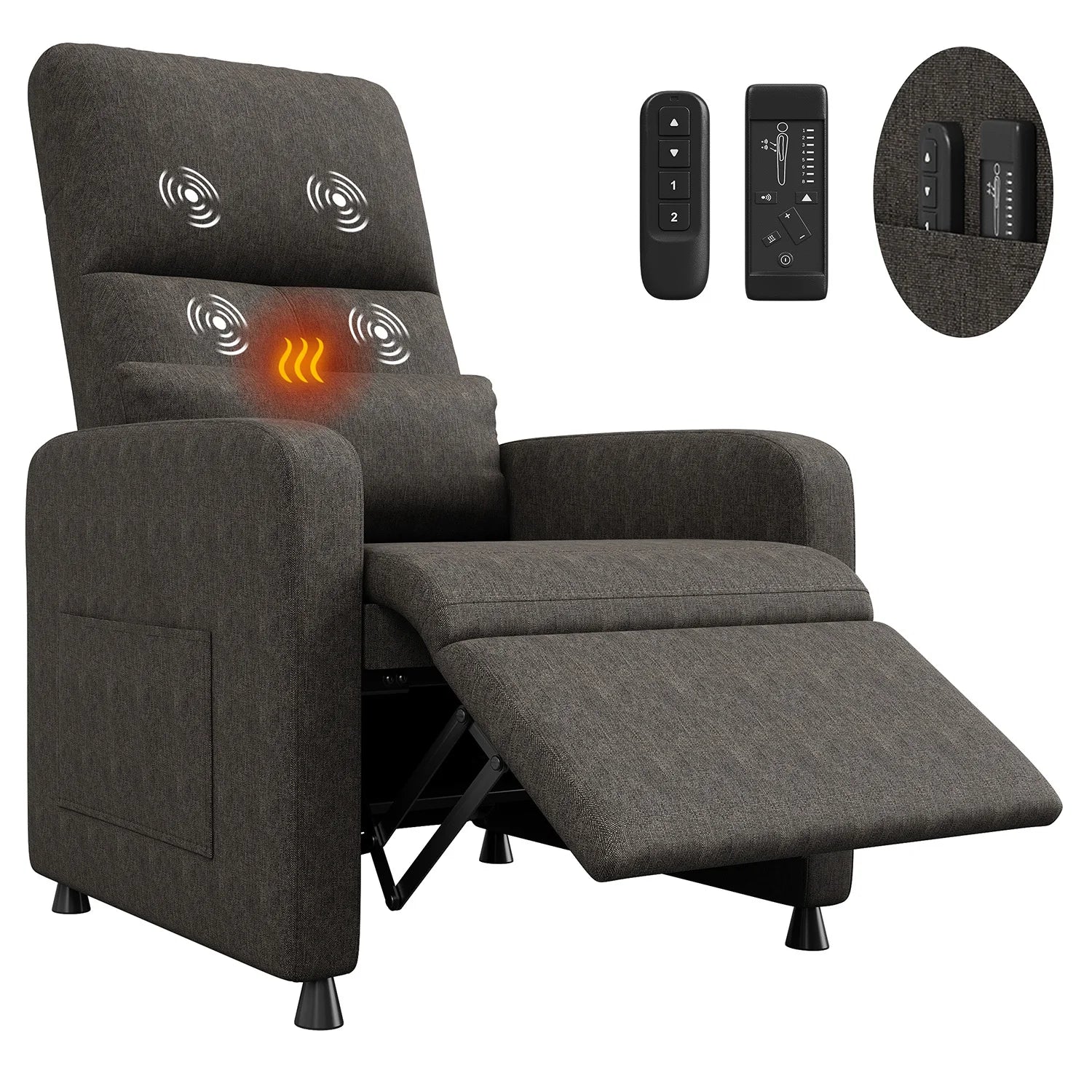 Fauteuil inclinable électrique massant et chauffant