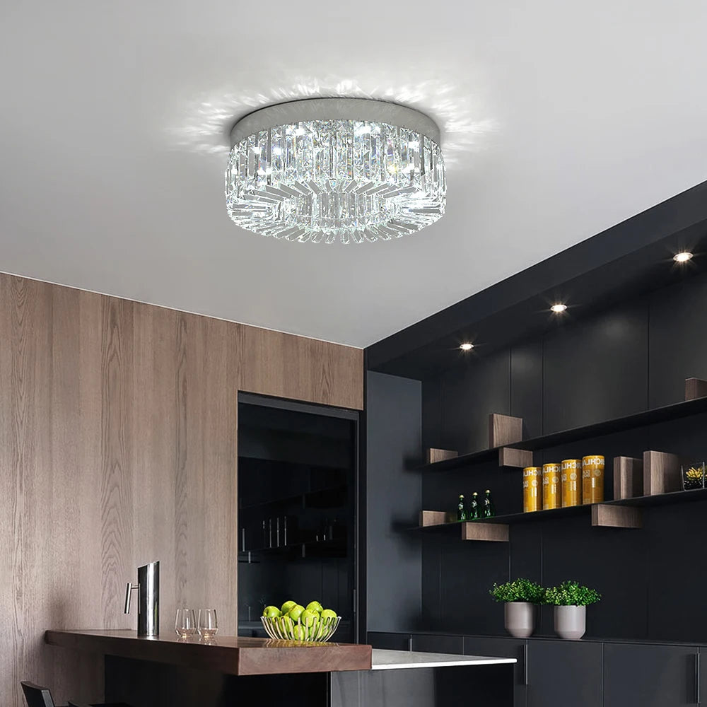 Plafonnier LED doré décoratif à éléments effet cristal, visuel 21