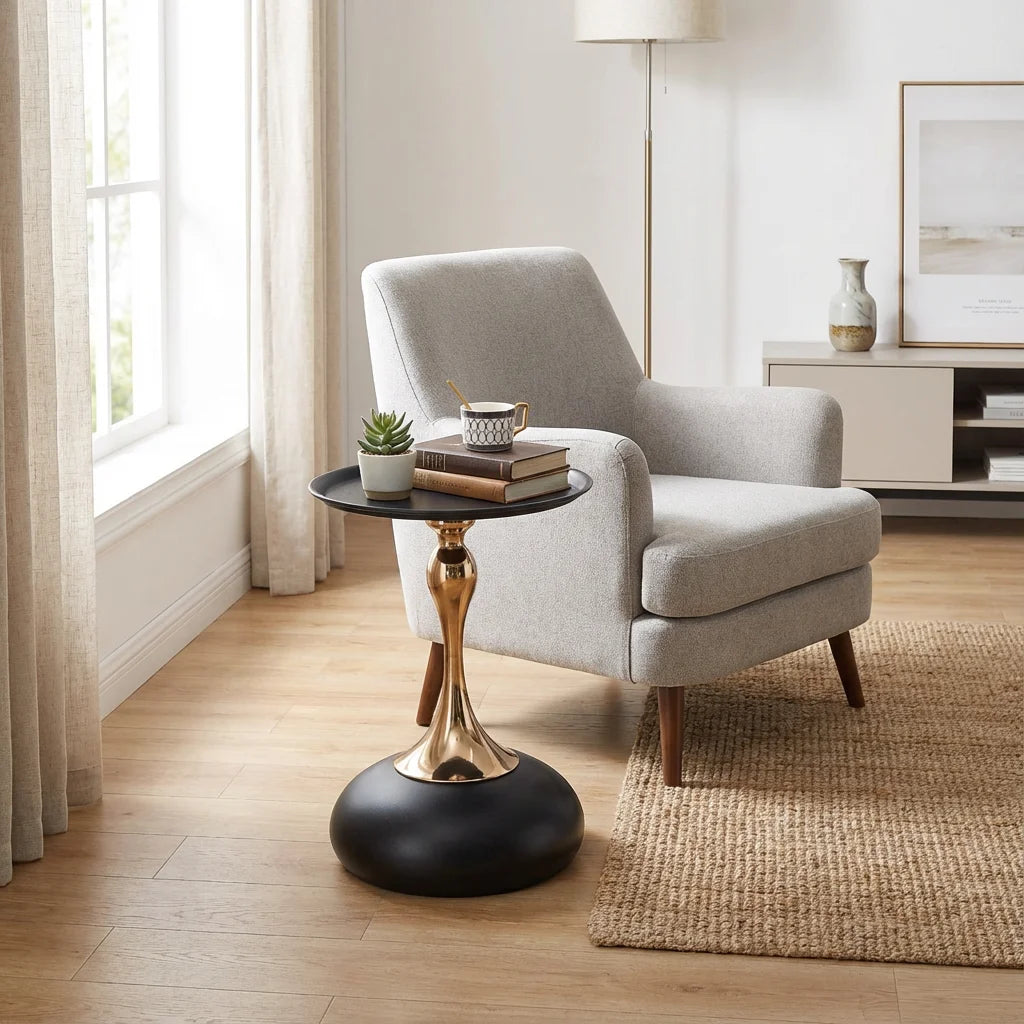 Table d’appoint ronde en métal hauteur 54 cm