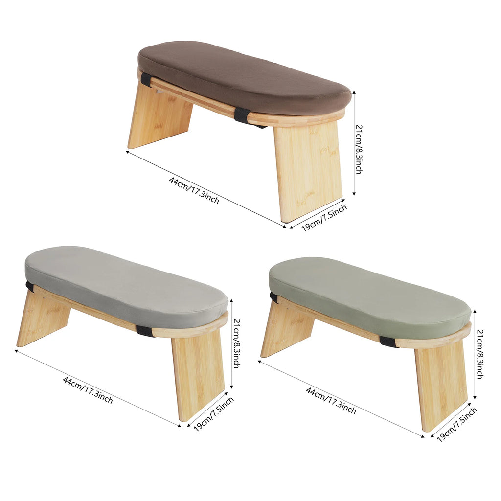 Banc de méditation pliable en bambou avec assise rembourrée — coloris disponibles