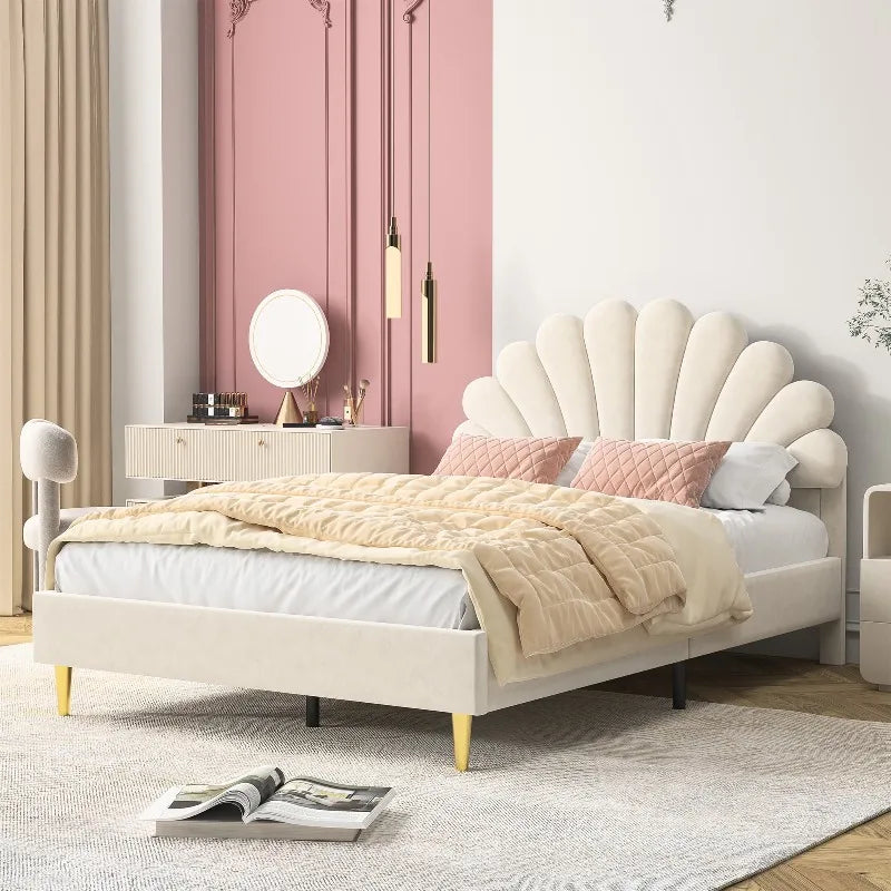 Lit enfant fleur en velours 90 ou 140 × 200 cm