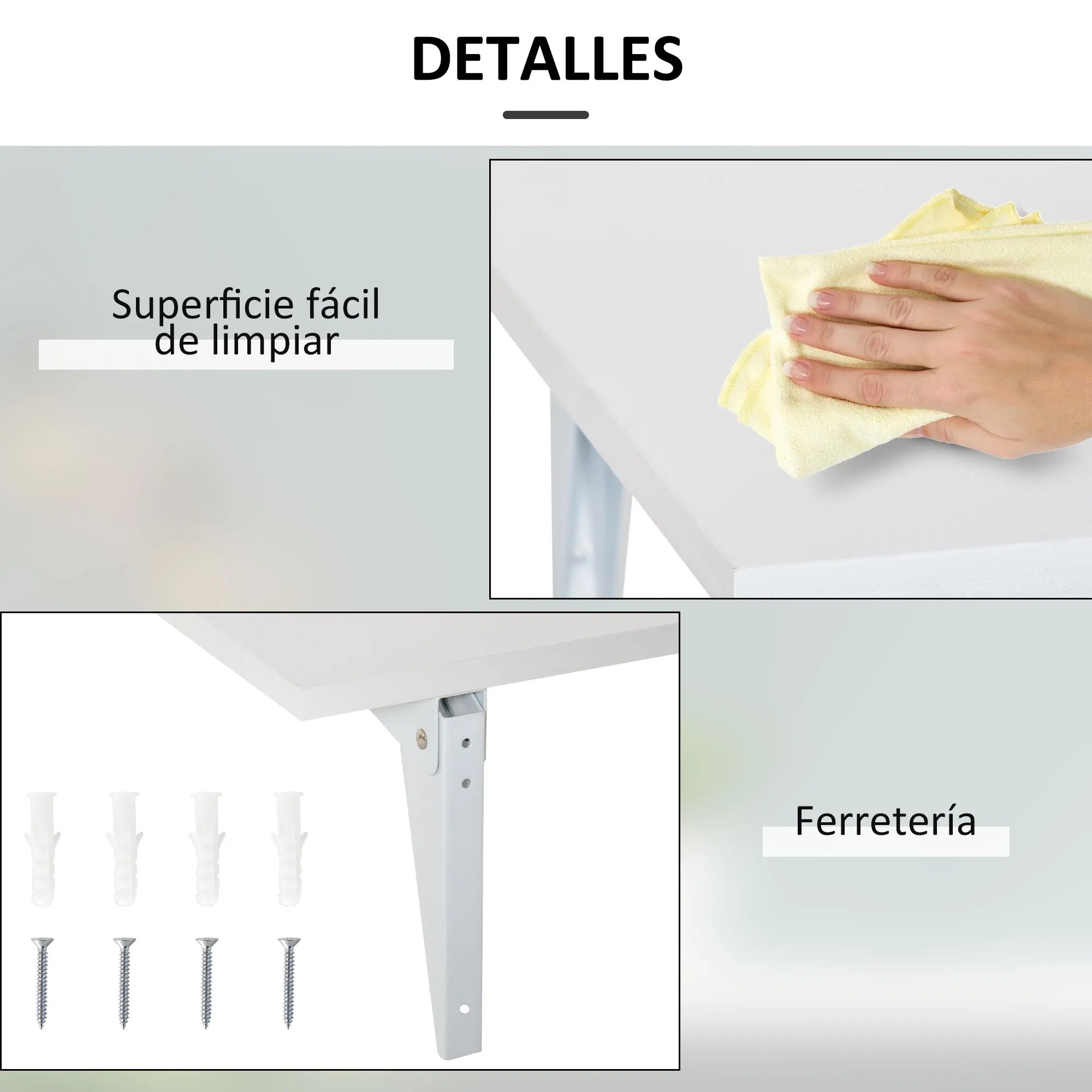 Table murale pliante 60 × 40 cm blanche