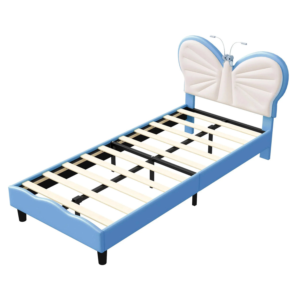 Lit enfant papillon avec lampe de lecture 90 × 200 cm
