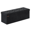 Banc coffre pliable 110 cm avec assise rembourrée — noir