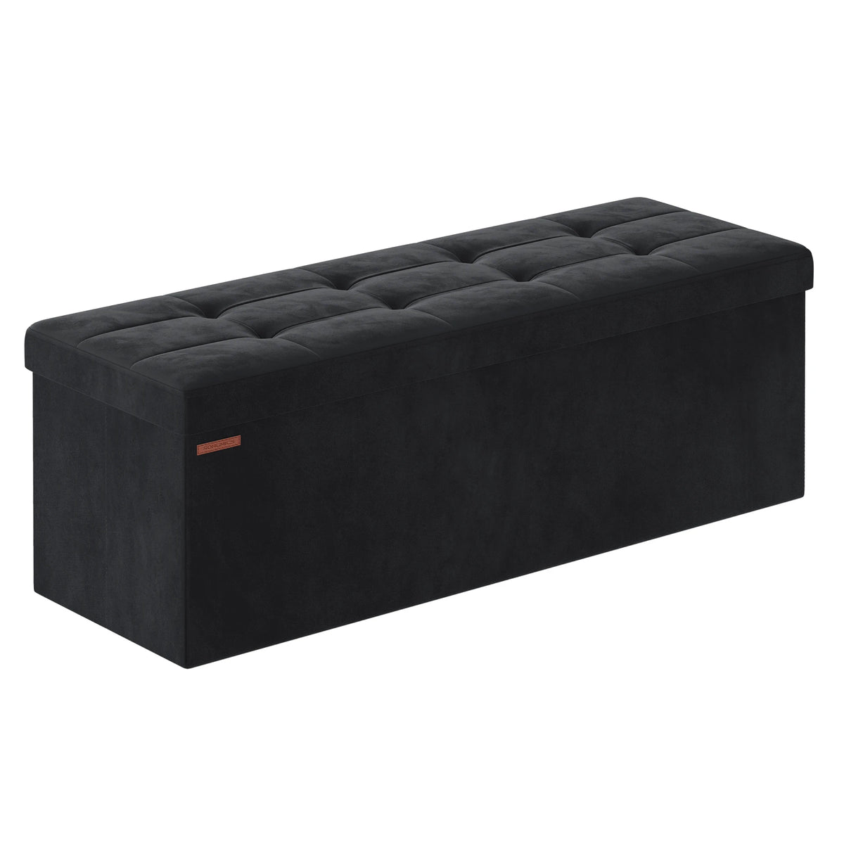Banc coffre pliable 110 cm avec assise rembourrée — noir