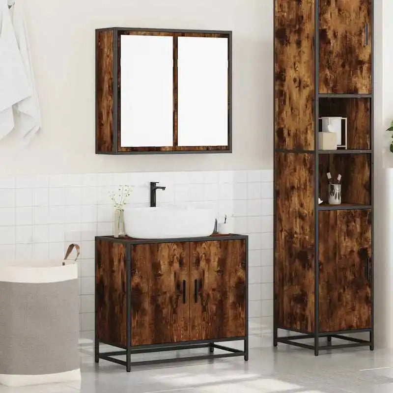 Ensemble salle de bain avec meuble vasque et armoire murale
