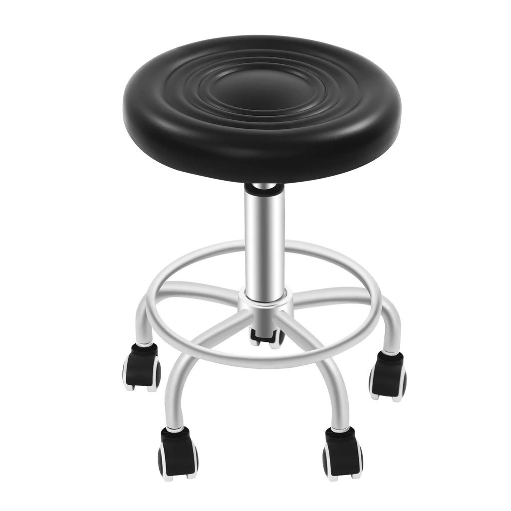 Tabouret à roulettes pivotant, hauteur réglable 45–57 cm — tabouret noir et roulettes