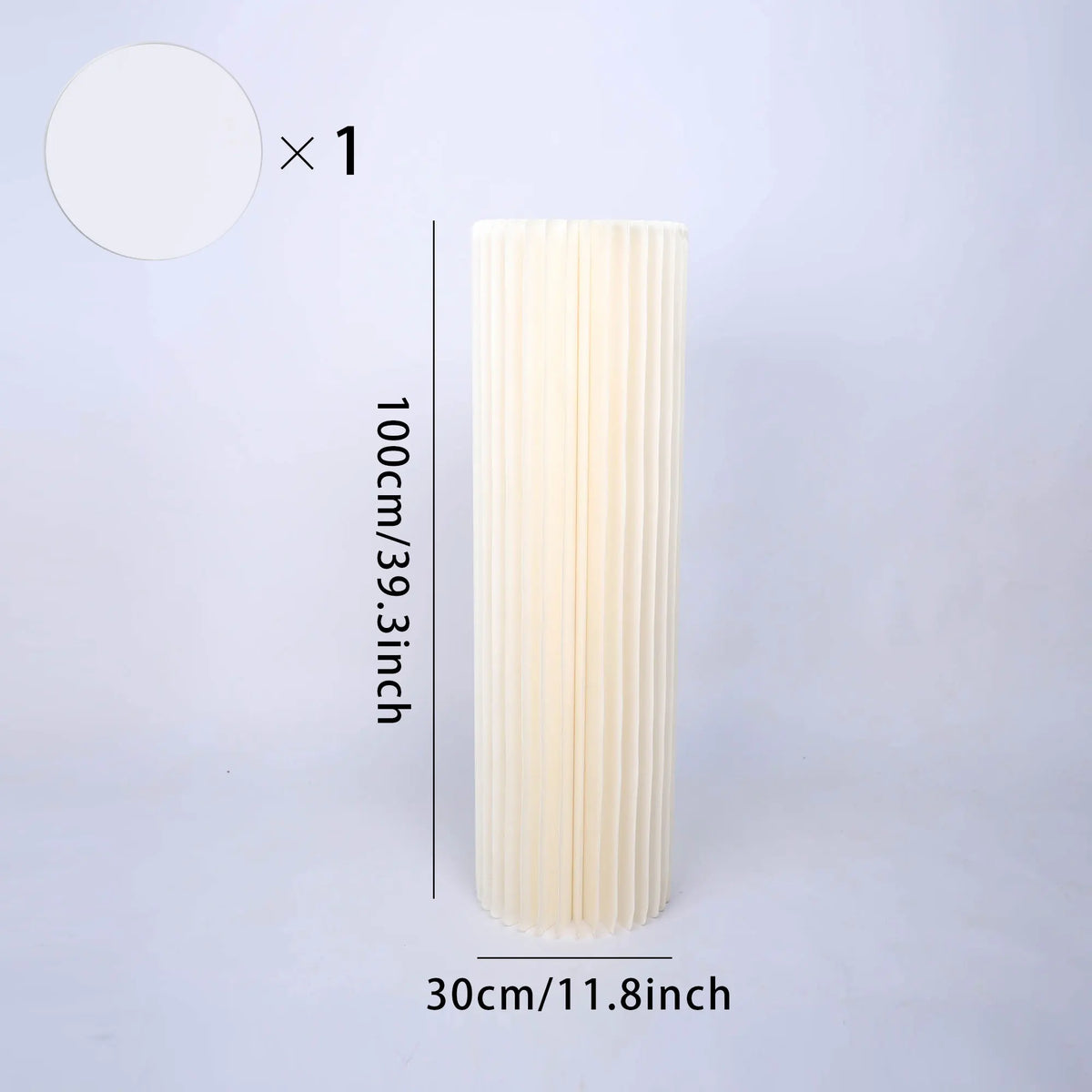 Colonne décorative pliante en papier blanc : colonne hauteur 100 cm.