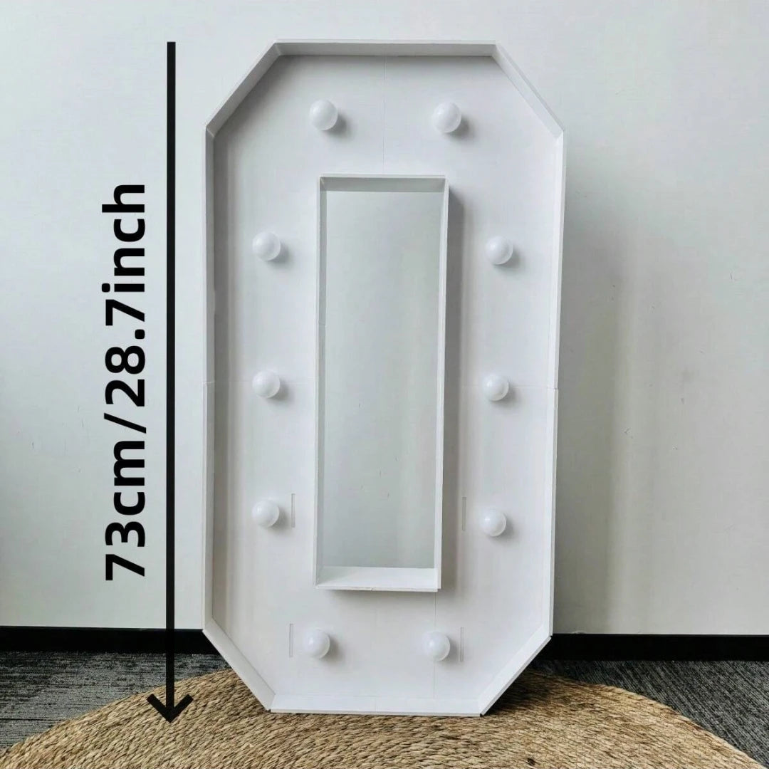 Chiffre lumineux blanc à assembler : dimensions du chiffre 0.